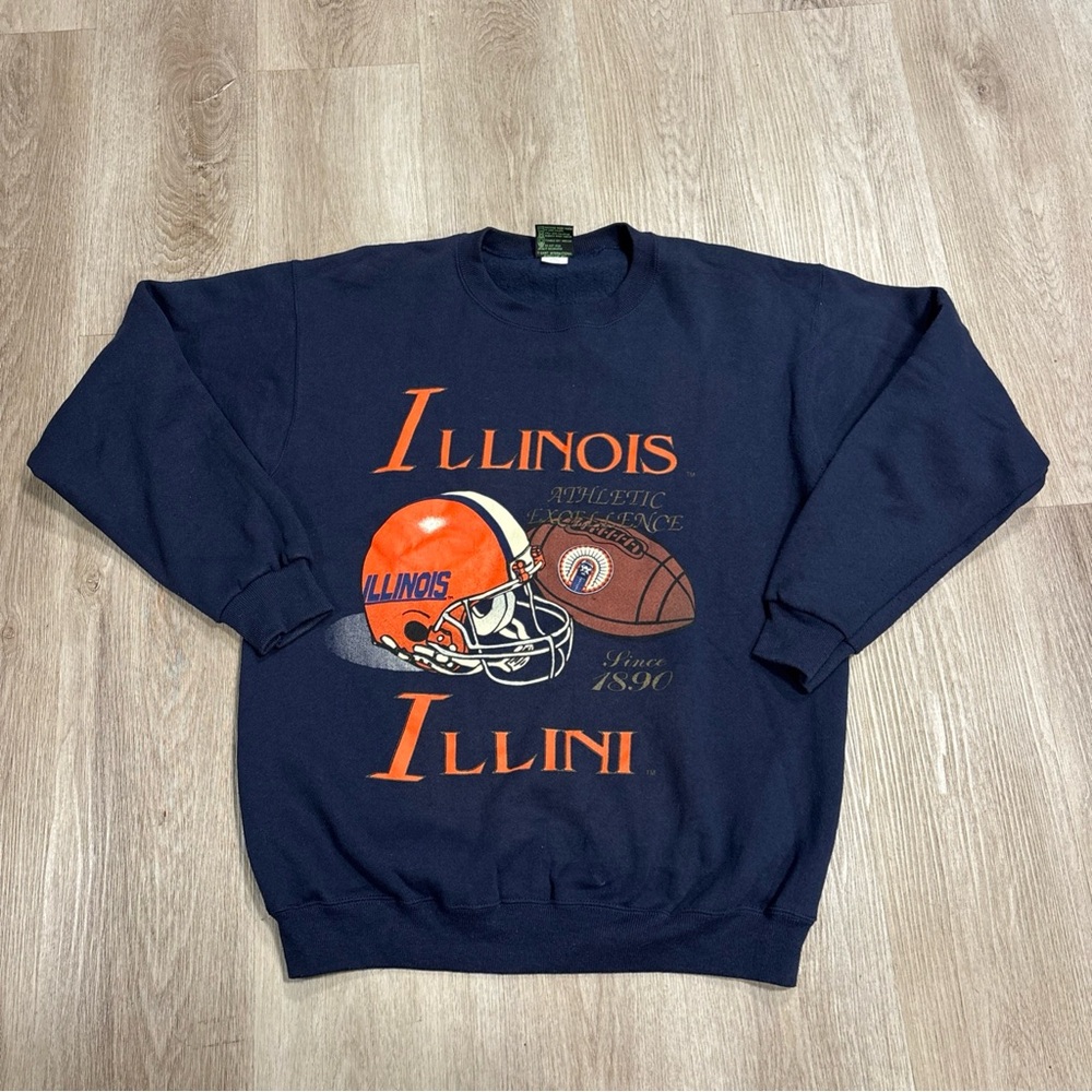 Vintage 90s TSI Tag Fighting Illinois Fighting Illini Crewneck Sweater SZ L